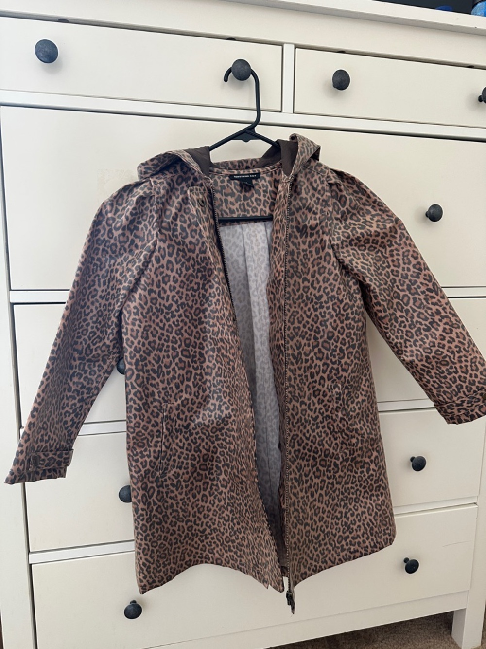 Something Navy Leopard Print Waterproof Hooded Raincoat - Brown & Black
